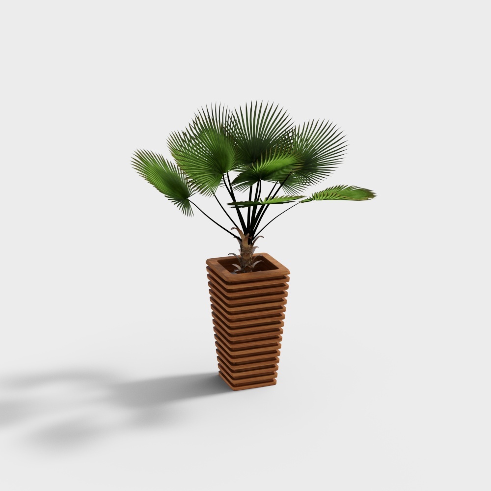 Wooden sliced square cone flowerpot