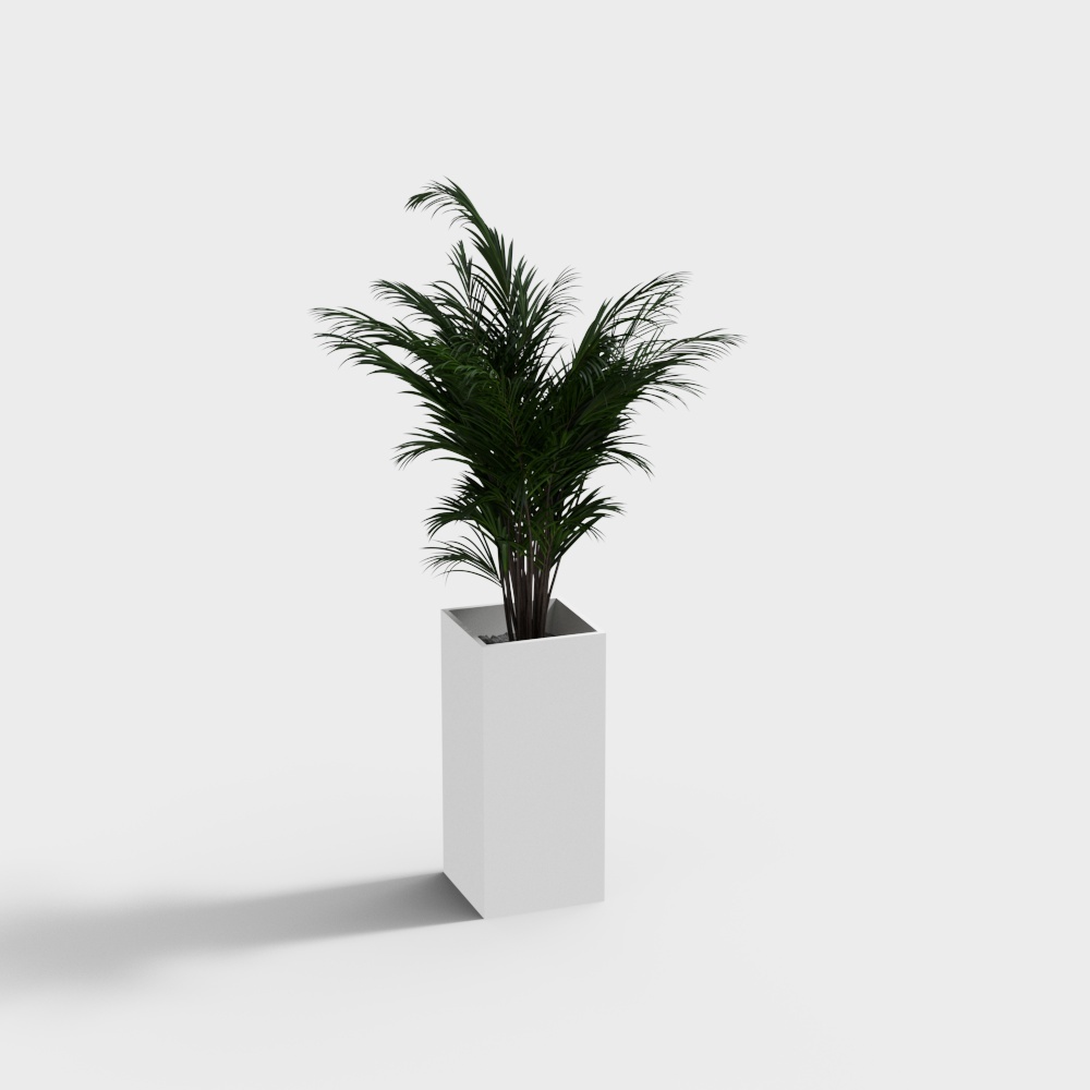 Chậu hoa hình vuông dài bằng sợi thủy tinh trắng