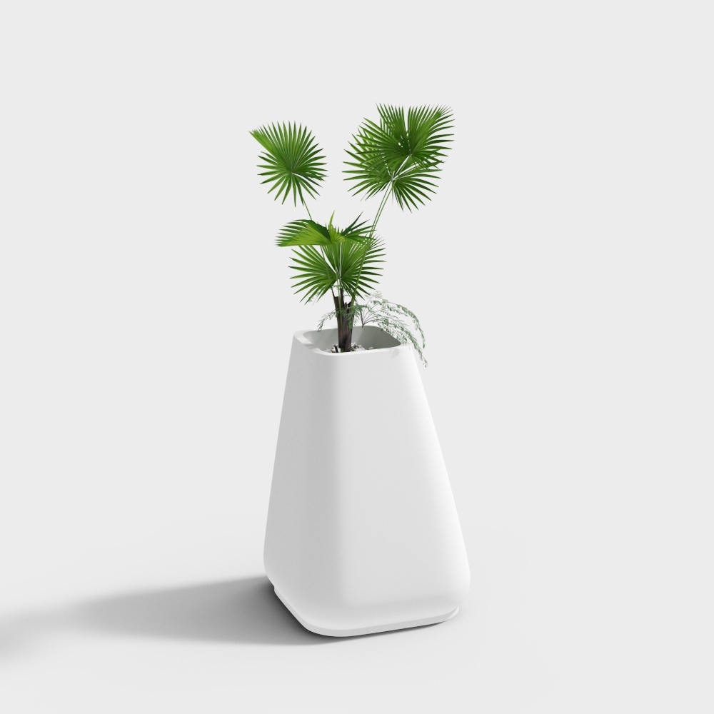 Pot de fleurs taillé effilé blanc en fibre de verre