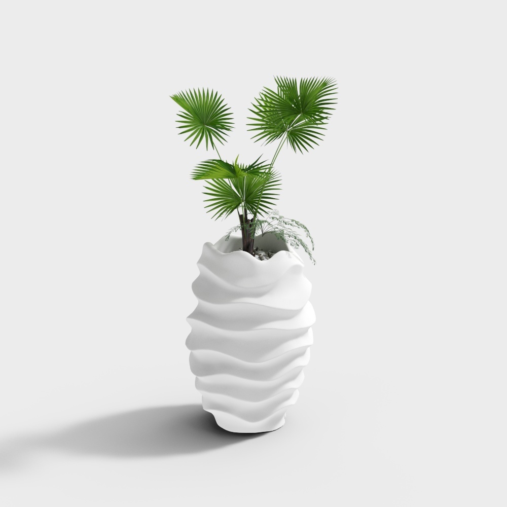 Chậu hoa sóng màu trắng bằng sợi thủy tinh