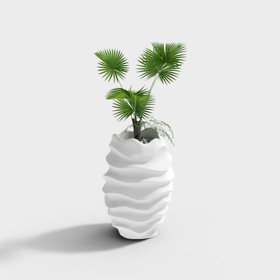 Chậu hoa sóng màu trắng bằng sợi thủy tinh