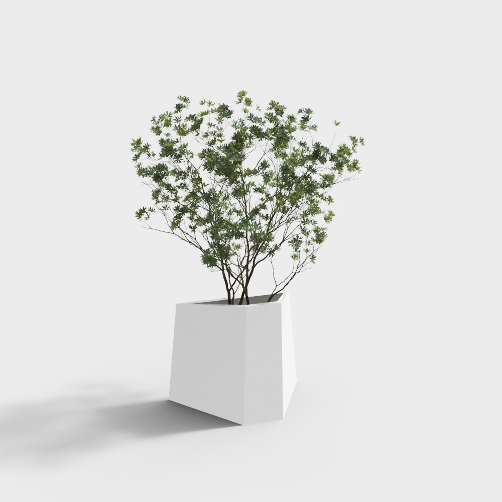 Fiberglass white special shape quadrilateral flowerpot