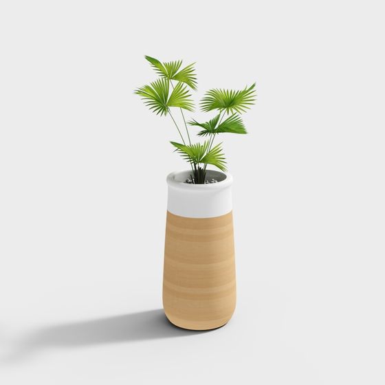Modern Vase with Palm Plant 3D model