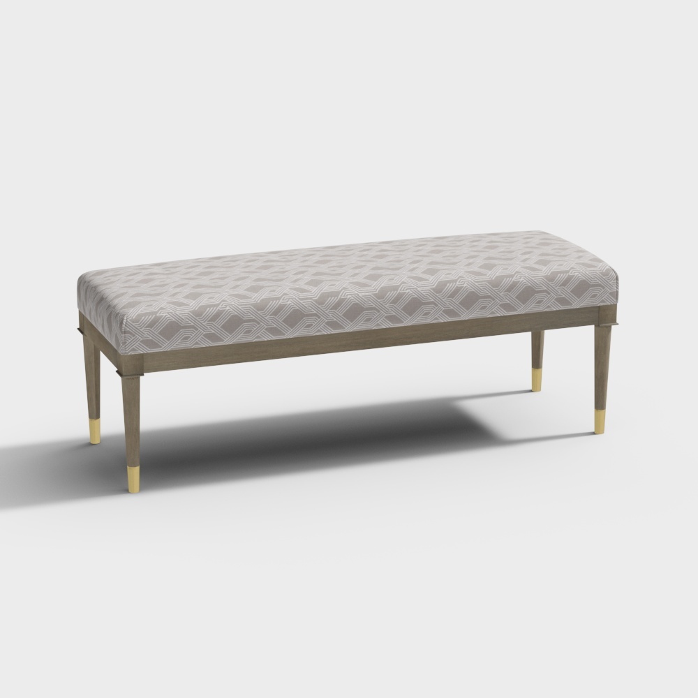 Elegant Low-Poly Bench 3D Model – Modern Interior Furniture
