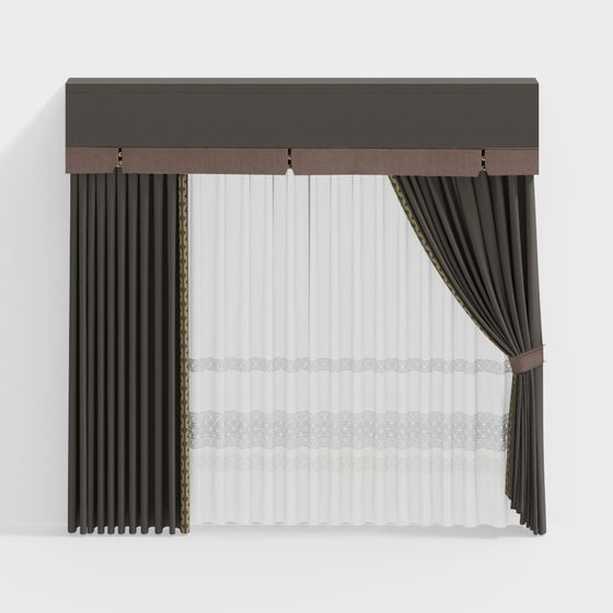 Stylish 3D Curtain Model for Contemporary Spaces