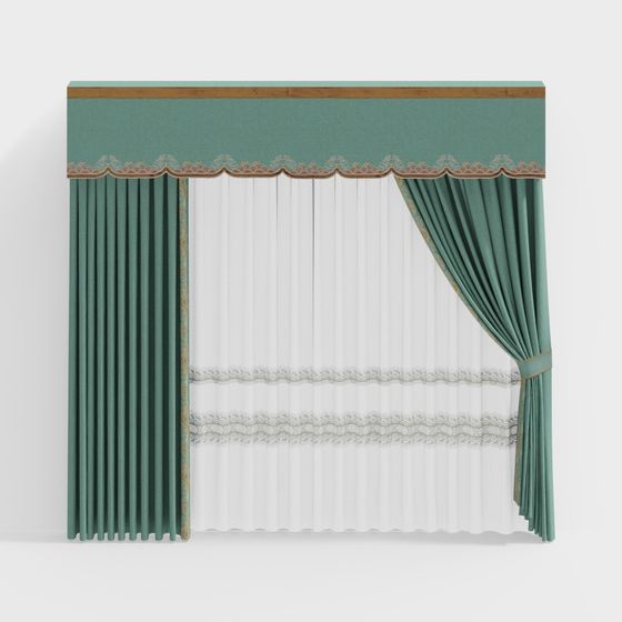 Elegant Low-Poly Curtain 3D model