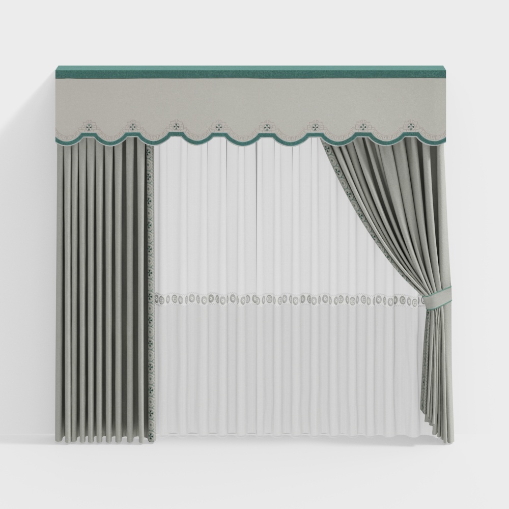 Retro Modern Curtain 3D model