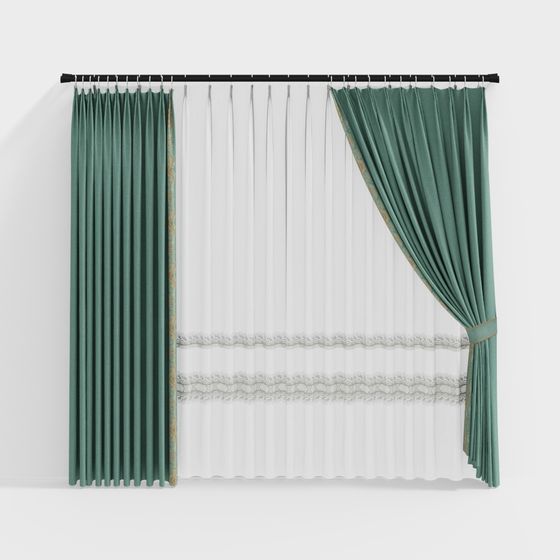 Elegant Low-Poly Curtain 3D Model