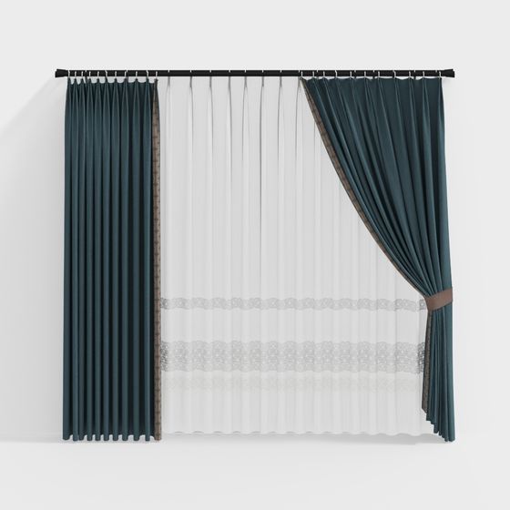 Stylish Lace Curtain 3D Model for Modern Interiors