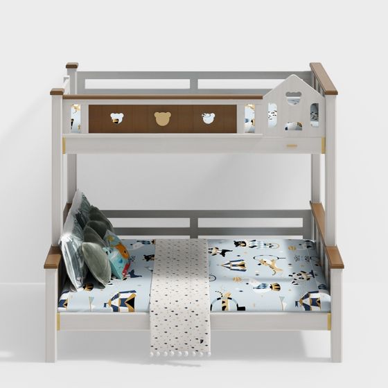Enchanting Low-Polygon Bunk Bed 3D model for Kids