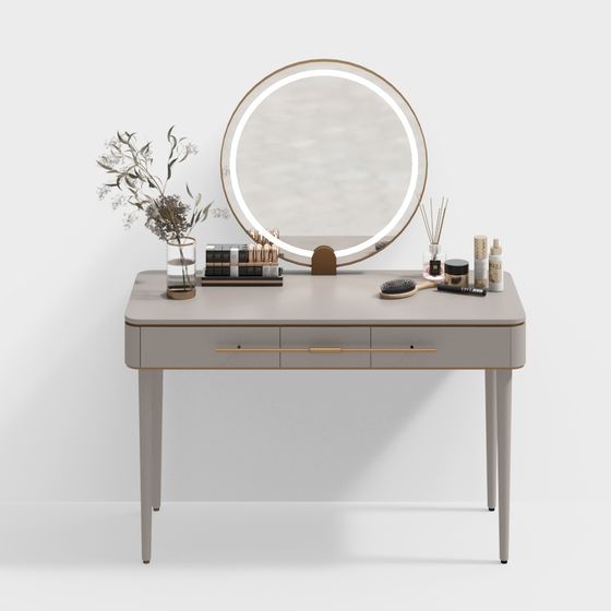 Elegant Low-Polygon Dressing Table 3D model