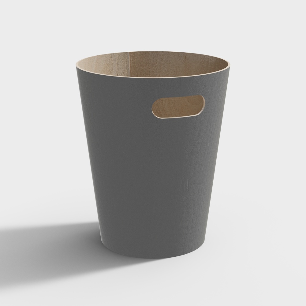 Wood Grain Trash Bin 3D model