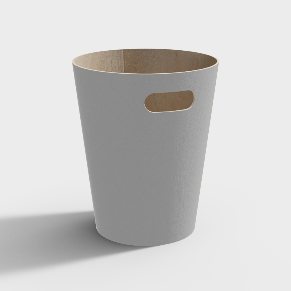 Wood Grain Trash Bin 3D model