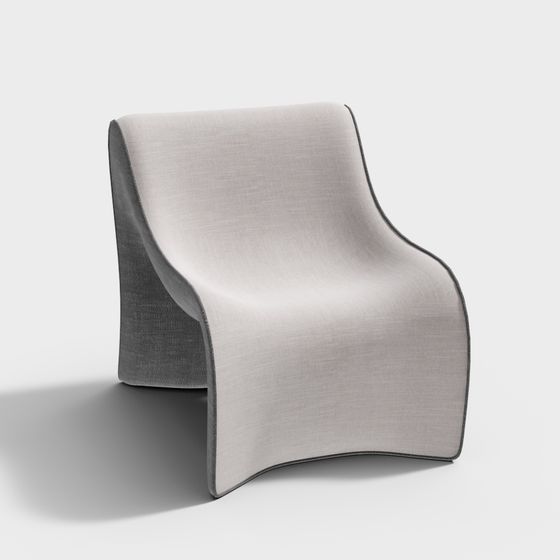 Modern Curved 3D Model Chair Design