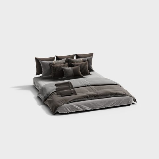 Stylish Low-Polygon Bed 3D model for Contemporary Spaces