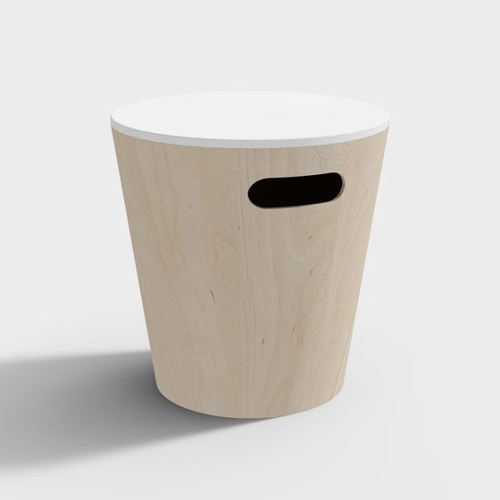 Stylish Wooden Round Stool 3D model for Creative Spaces