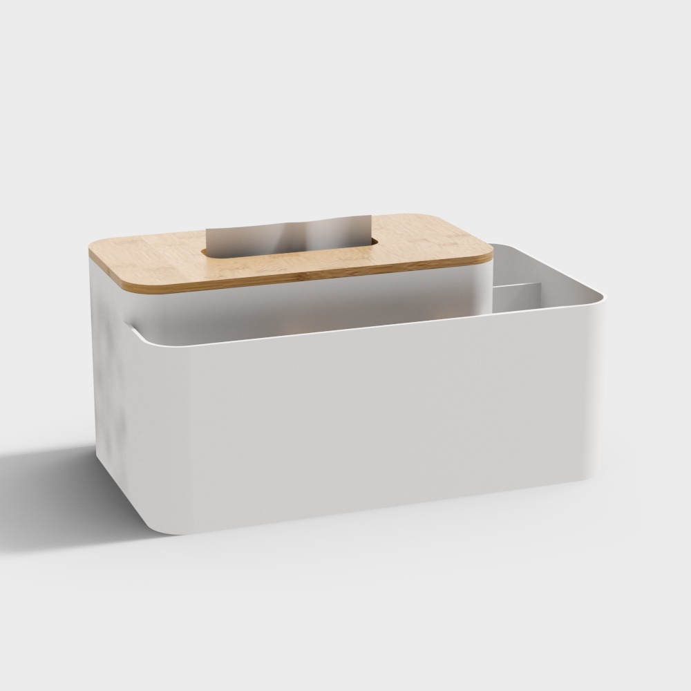 拿川創意 北歐風 簡約家居 生活區咖啡桌 多功能紙巾盒 遙控盒 - 雅白