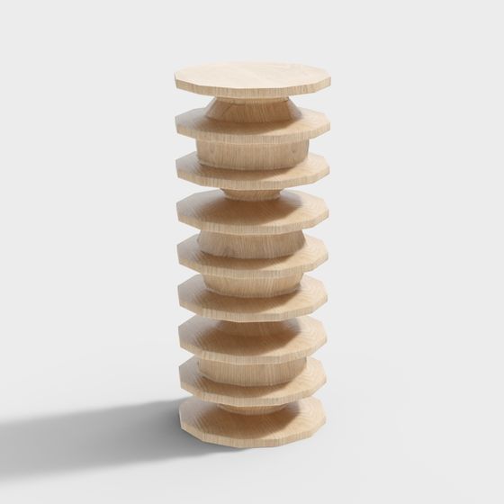 Layered Wooden Stool 3D model