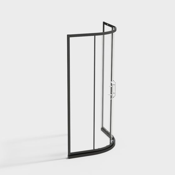 Elegant Curved Glass Door 3D model for Interior Design