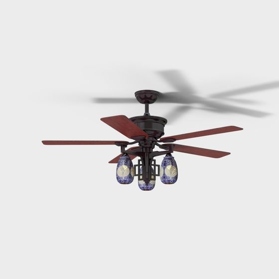 Artistic Low-Polygon Ceiling Fan 3D model