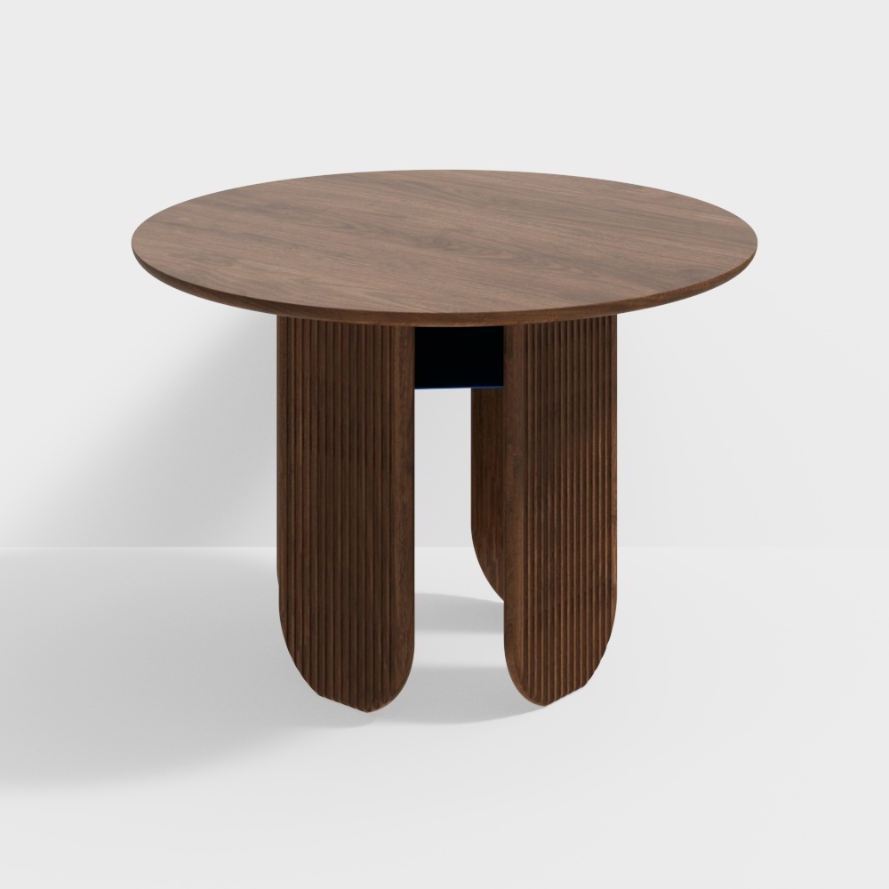 Streamlined Round Table 3D Model – Dark Wood Design