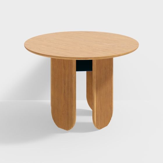 Sleek Wooden Round Table 3D model