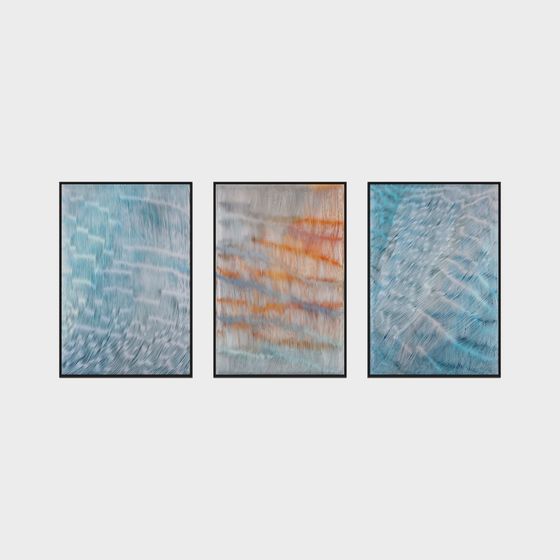 鍛工裝飾品 - 北歐現代極簡抽象風格 - 三幅皮革浮雕裝飾畫 005