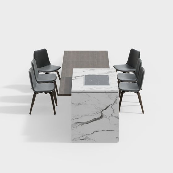 Urban Living Room Dining Table Chair Set 3D model