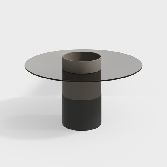 Elegant Cylinder Glass Table 3D model