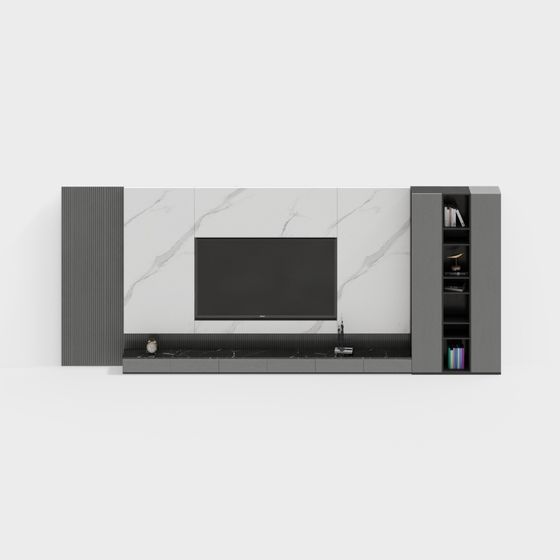 Minimalist TV Wall 3D model for Contemporary Interiors