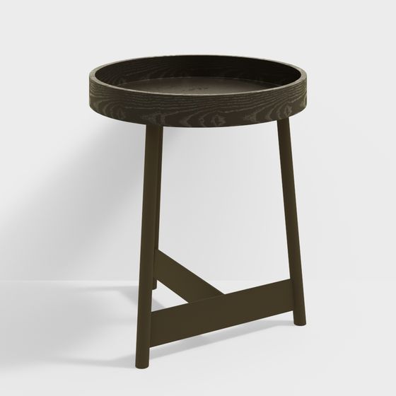 Wood Grain Round Table 3D model