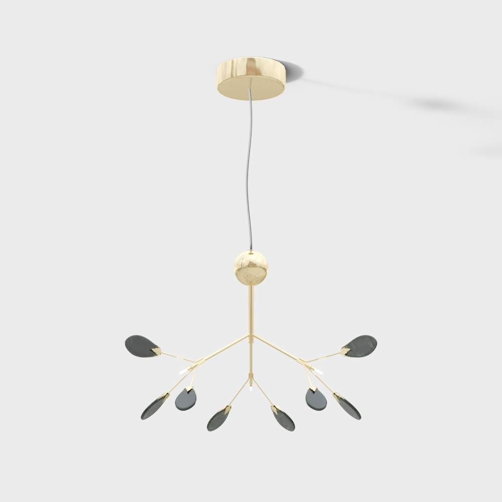 Elegant Modern Chandelier 3D model with Metal Design