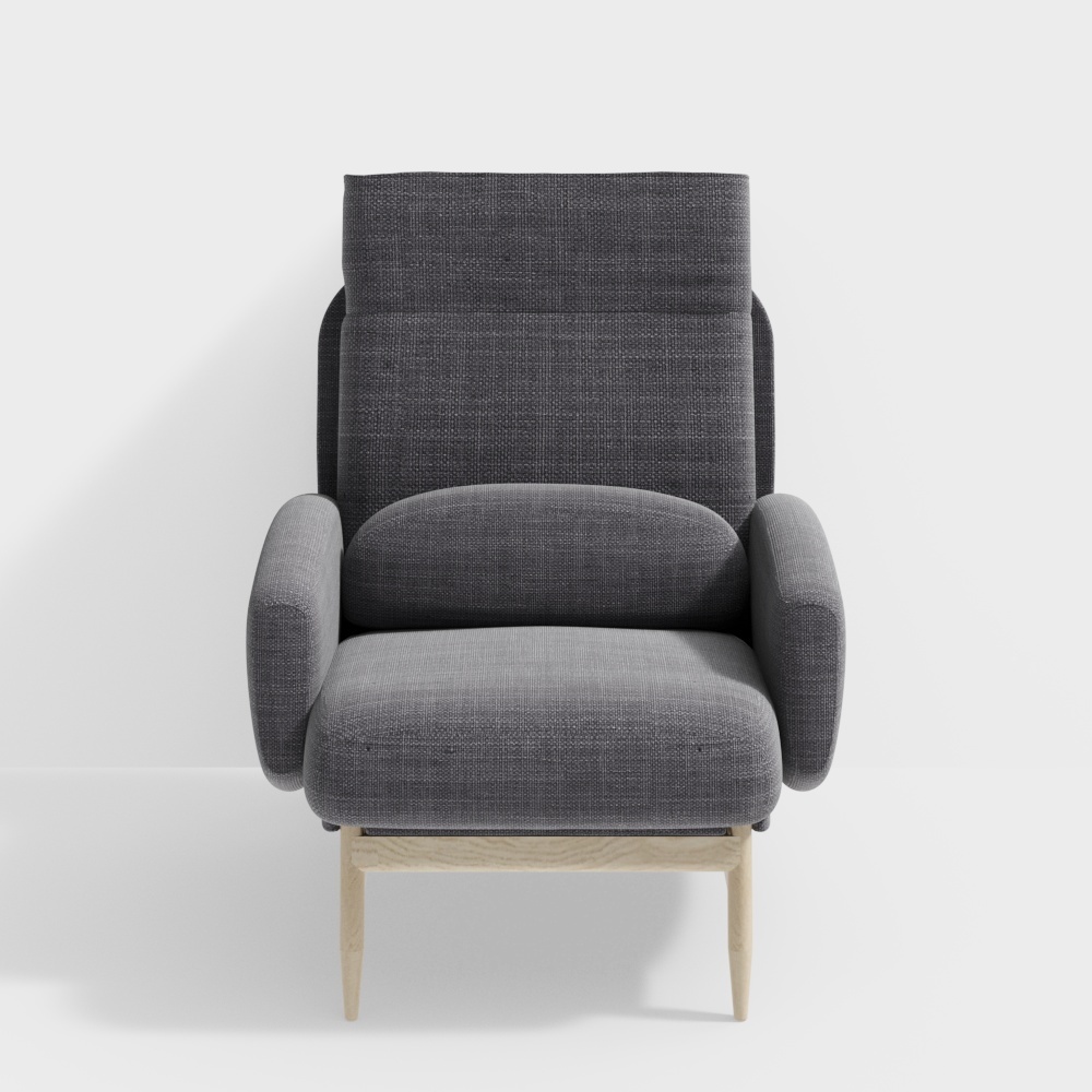 Squeaky turtleneck single sofa Nordic small family-type solid wood living room can be unwrapped fabric sofa - tile gray