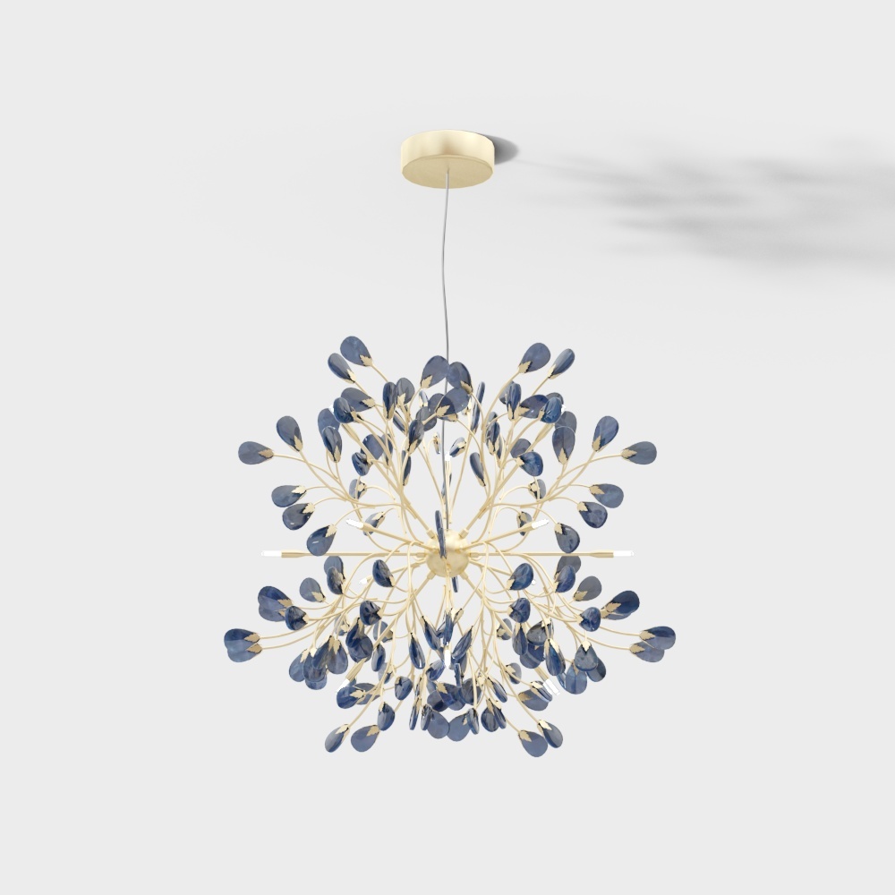 Dandelion Bloom Low-Poly 3D Lamp – Gold & Blue Design