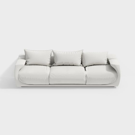 Elegant White Sofa 3D model for Contemporary Spaces