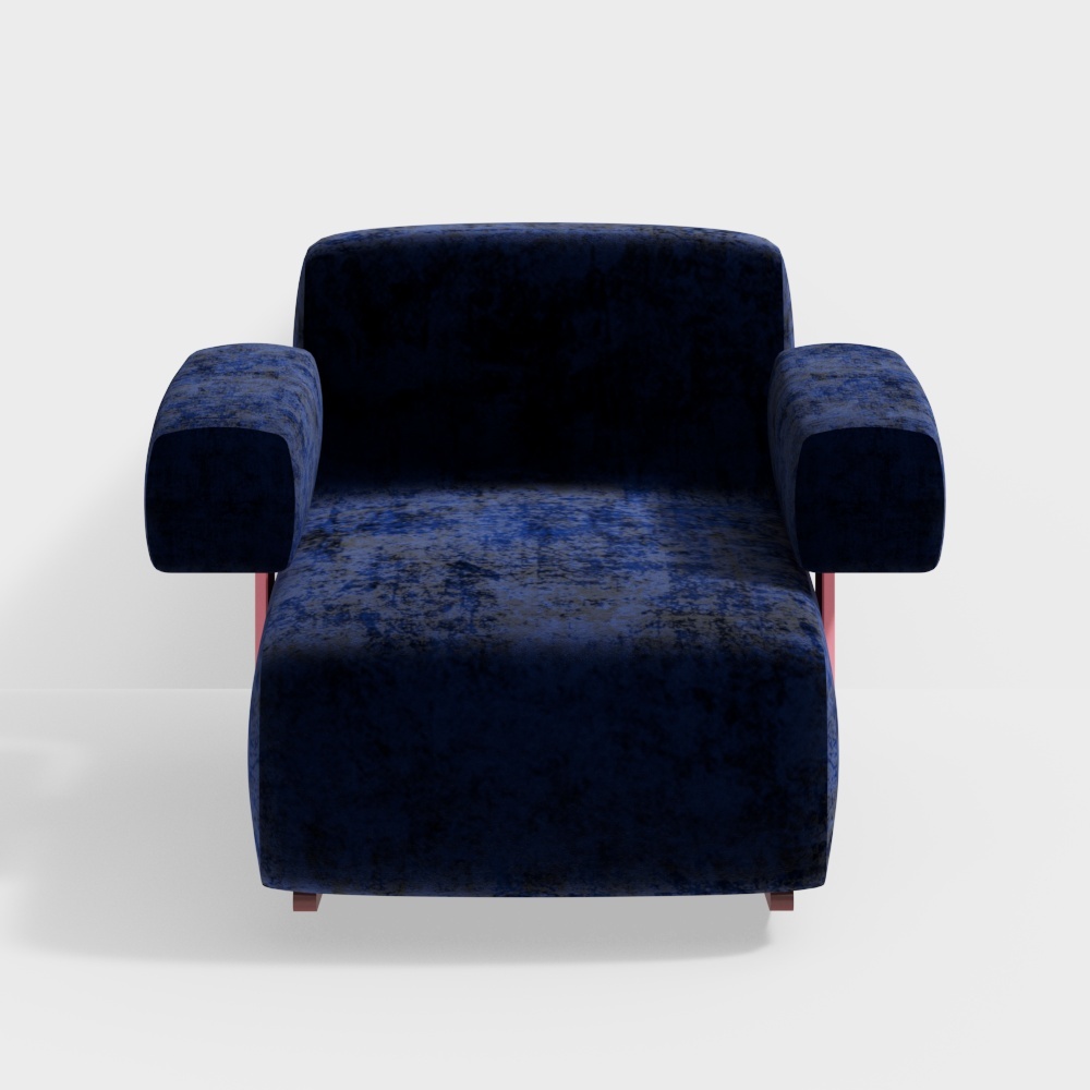 Sofa bọc nhung đa chức năng gỗ tự nhiên kích thước nhỏ kiểu Bắc Âu - ghế bập bênh và tay vịn × 2 màu xanh nhung