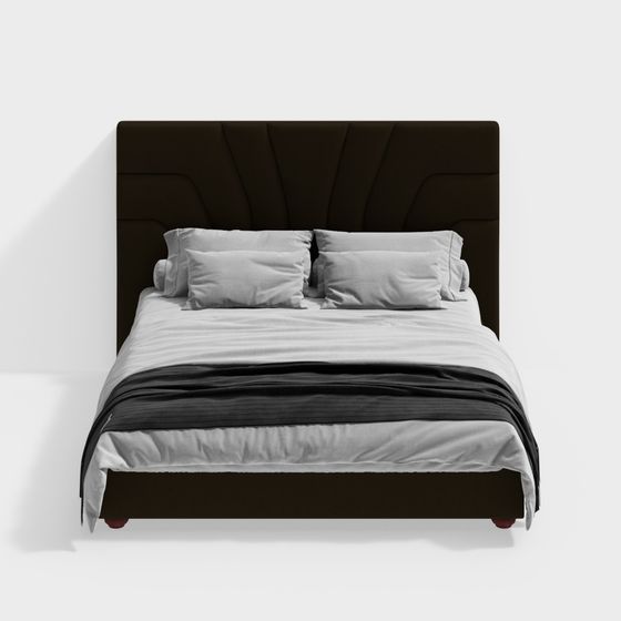 Elegant Low-Poly Bed 3D model for Modern Interiors