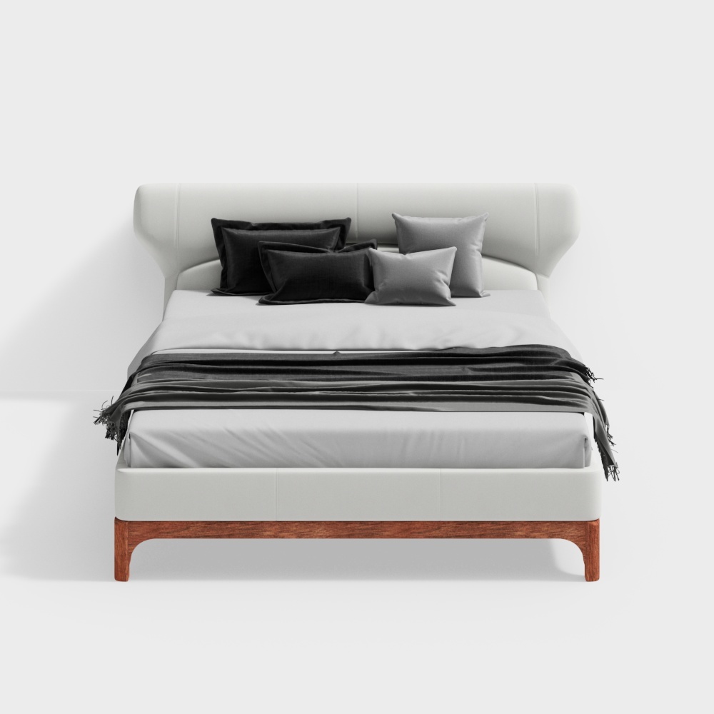 Zhida Home - Modern Simple Leather Bed Wedding Bed Upholstered Bed 1.5mMB1701-1