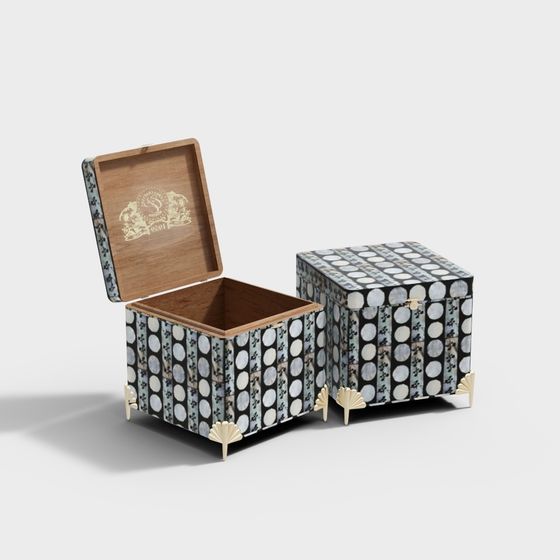 Elegant Vintage Jewelry Box 3D model