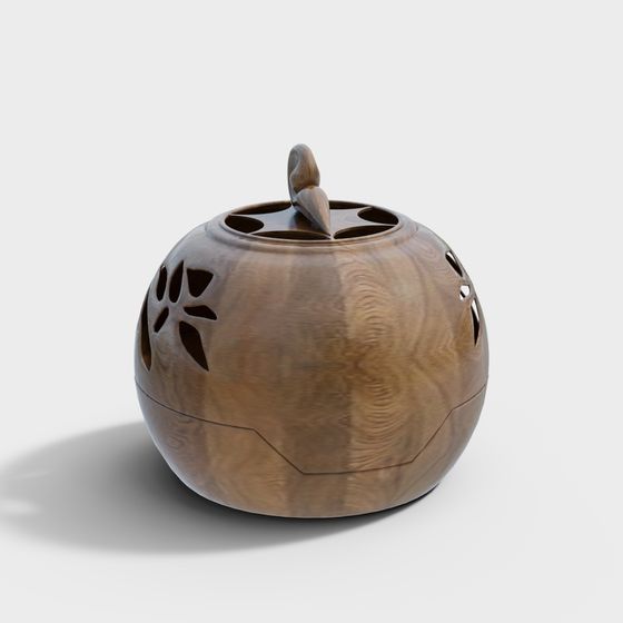 Elegant Wooden Vase 3D model