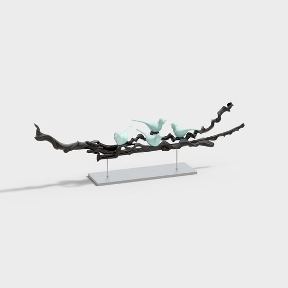 Birds on Branch 3D model