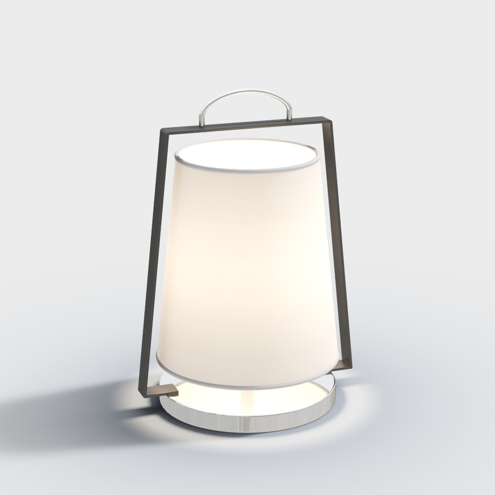Modern Minimalist Lamp 3D Model – Silver Frame Design