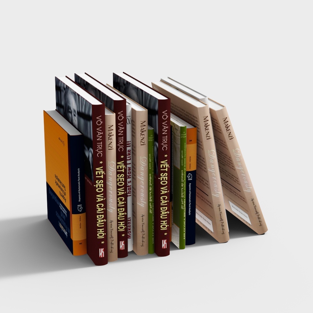Elegant Low-Poly Bookshelf 3D Model – Earth Tone Design