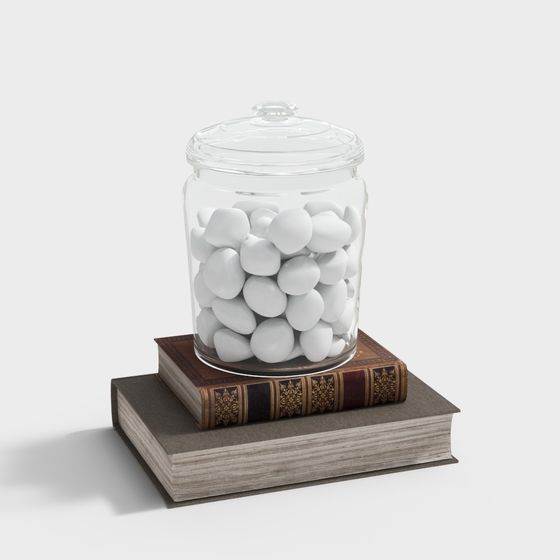 Glass Jar with Pebbles 3D model