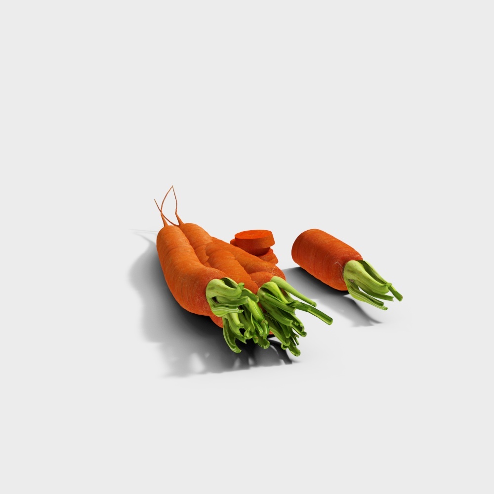 Realistic Carrot 3D Model with Low Polygon Design