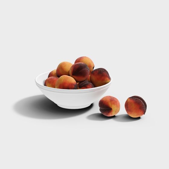 Stylish 3D Model of Peaches in a Bowl for Creative Use