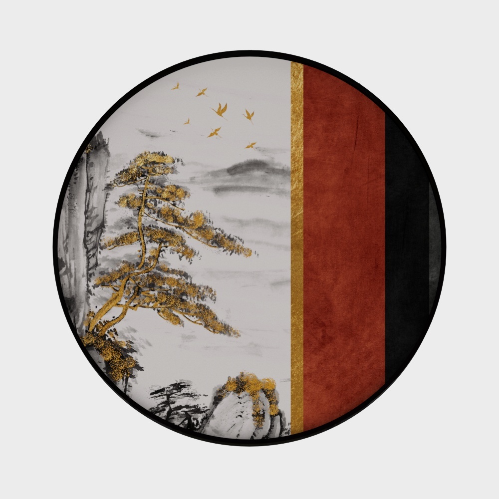 Ink Wash Landscape Fan 3D model
