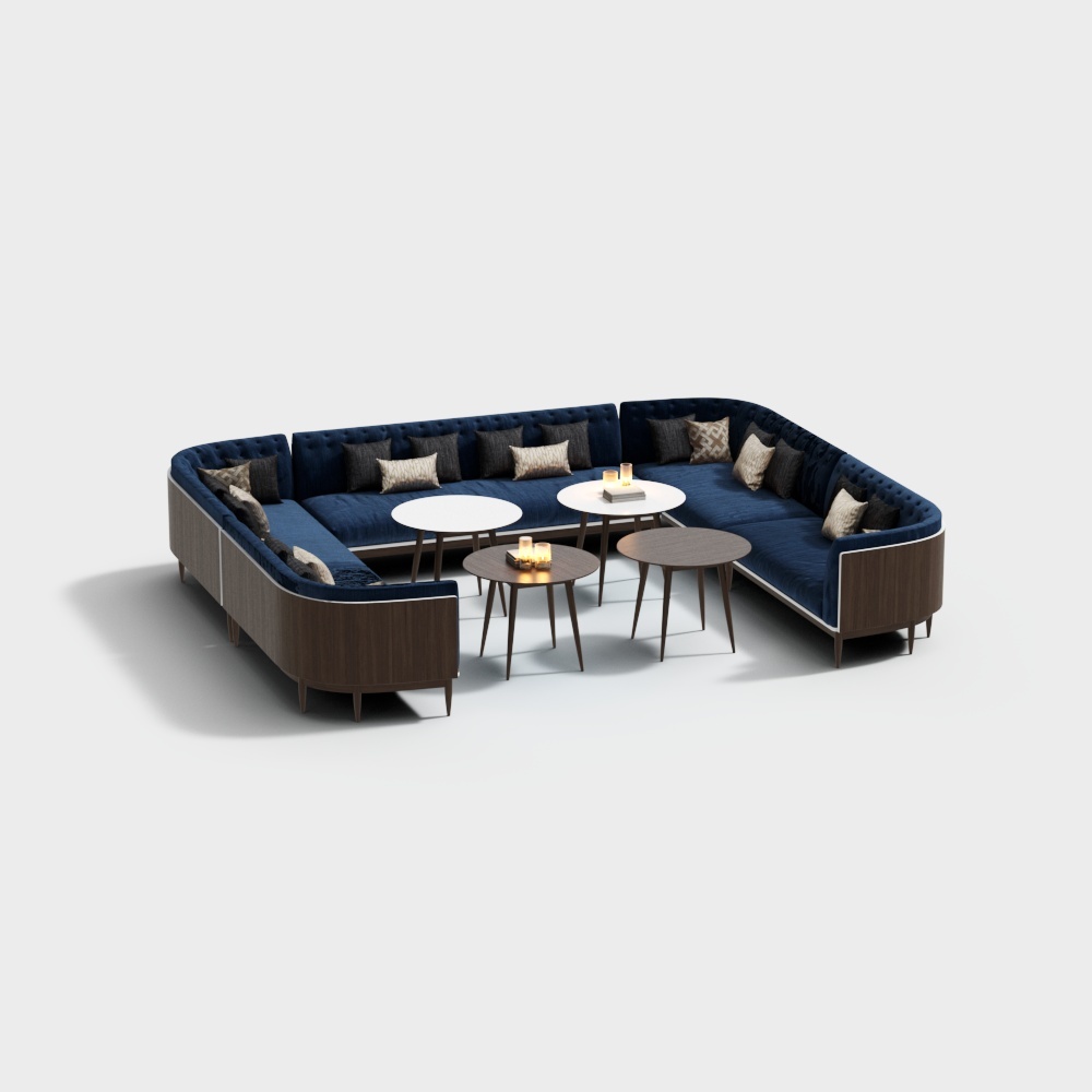 Formes combinées de canapé moderne avec quatre tables basses