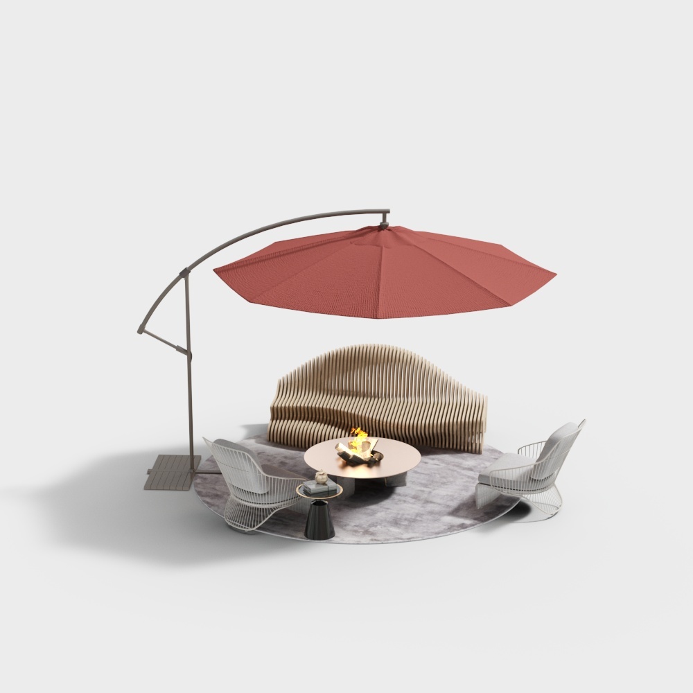 Parasol combiné pour table basse d'extérieur moderne