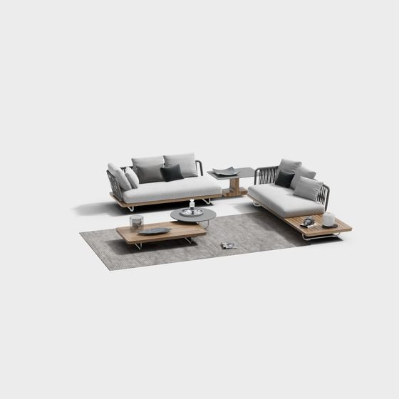 Urban Living Room Sofa Set 3D model
